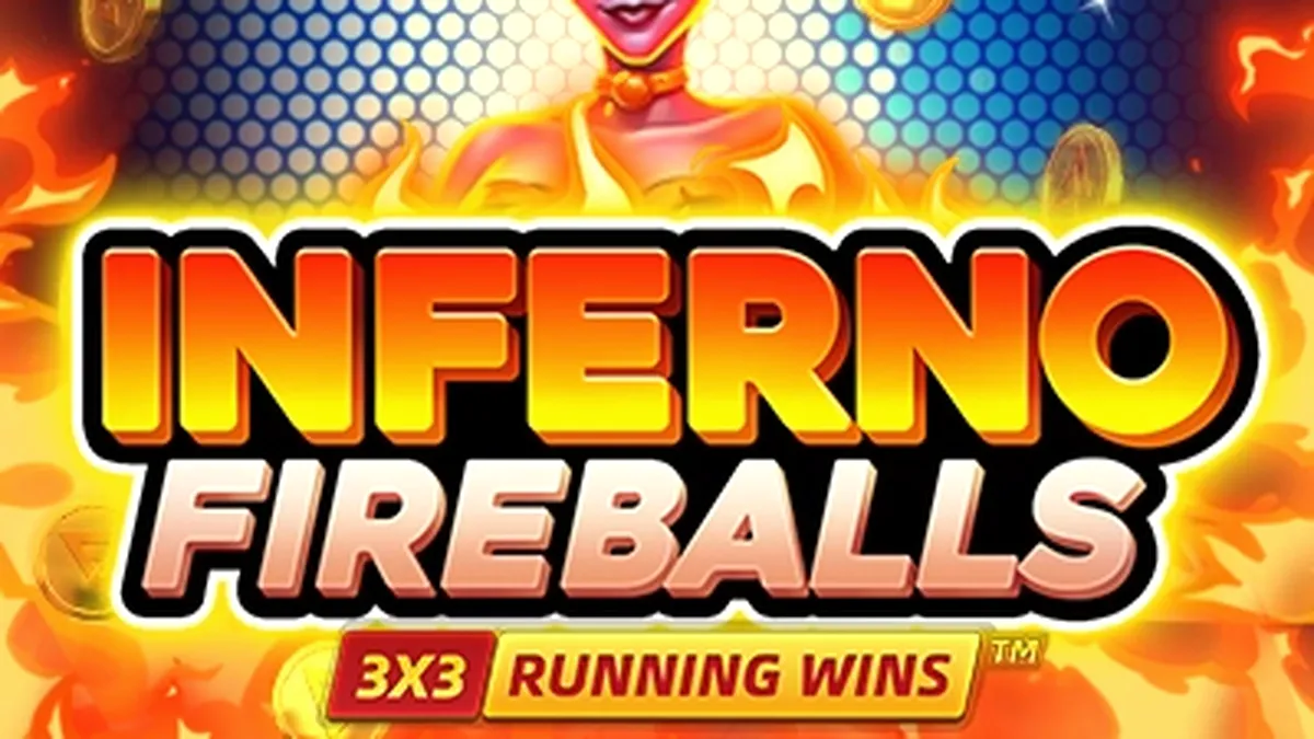 Tampilan visual mesin slot Inferno Fireballs dengan latar belakang api yang membara